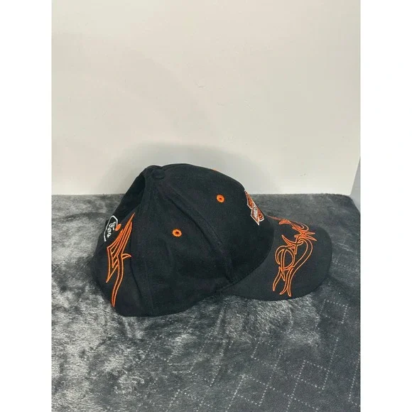Hat / Cap Harley Davidson - Black with Orange Flames - Picture 2 of 6